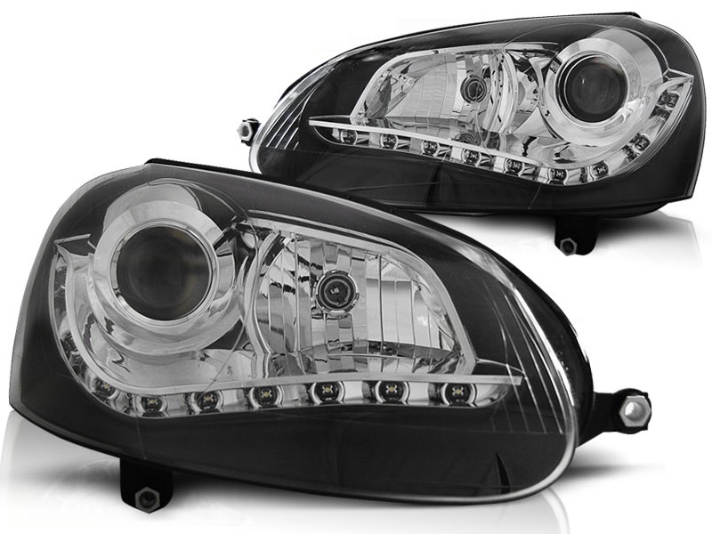 Koplampen VW Golf V Devil Eyes DRL look zwart