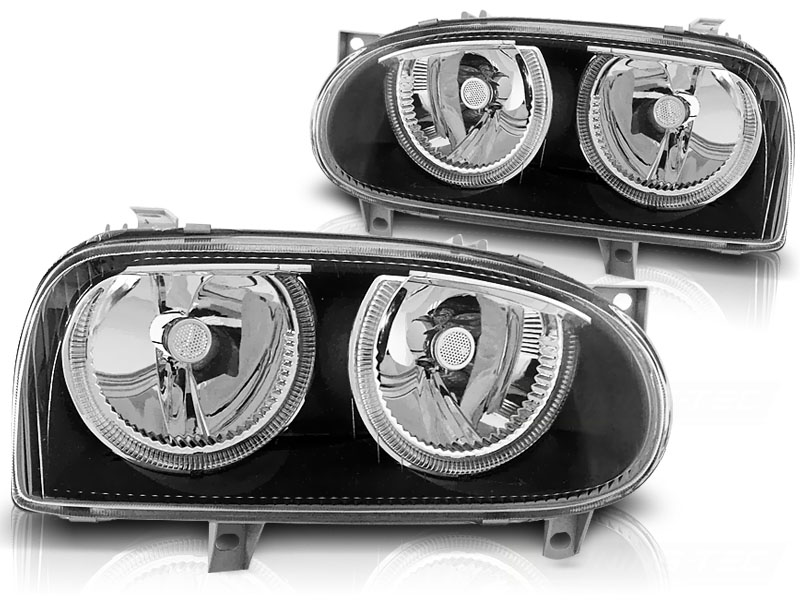 Koplampen VW Golf III 91-97 Angel Eyes Zwart