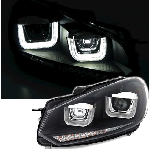 Koplampen VW Golf VI U-Tube LED Dynamic Black