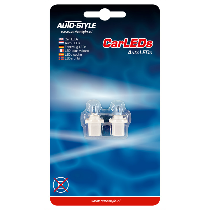 T-5 LED Lampen 12V SuperBright Wit, set à 2 stuks