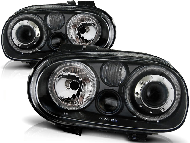 Koplampen VW Golf IV Angel Eyes zwart