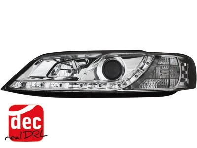 Koplampen Opel Vectra B 96-98 Devil Eyes real DRL LED Chroom