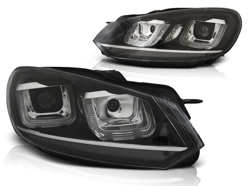 Koplampen VW Golf VI Tube design Zwart/Chroom