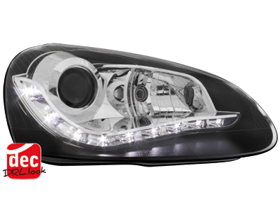 Koplampen VW Golf V Devil Eyes DRL look zwart