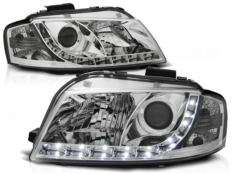 Koplampen Audi A3 8P 03-08 Devil Eyes real DRL LED Chroom