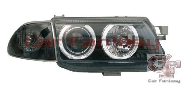 Koplampen Opel Astra F Angel Eyes zwart