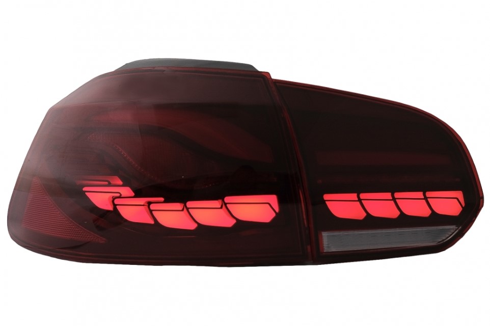 Achterlichten VW Golf VI 10/08- R-look Dynamic 3D LED Donker Rood