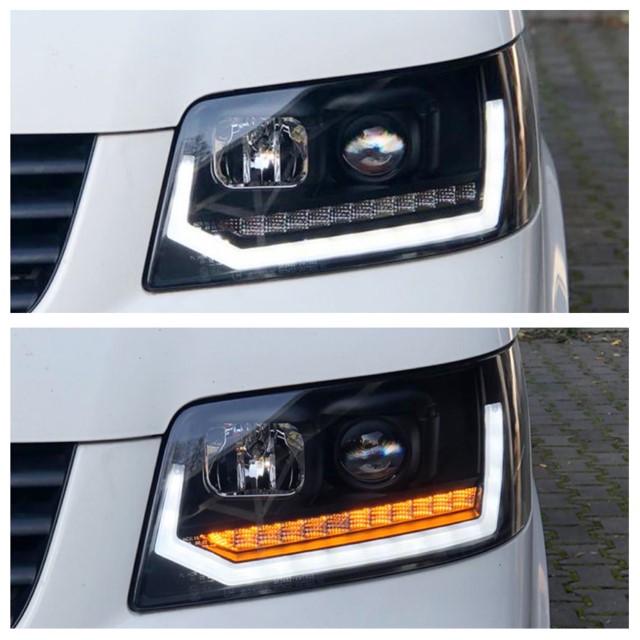 Koplampen VW T5 03-09 Devil Eyes real DRL LED Dynamisch