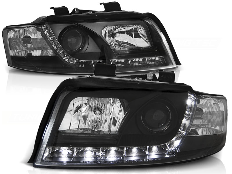 Koplampen Audi A4 8E 01-04 Devil Eyes real DRL LED Zwart