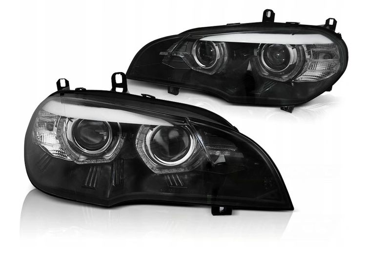 Koplampen BMW X5 E70 08-10 Angel Eyes 3D zwart AFS