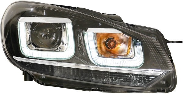 Koplampen VW Golf VI Tube design Zwart/Chroom