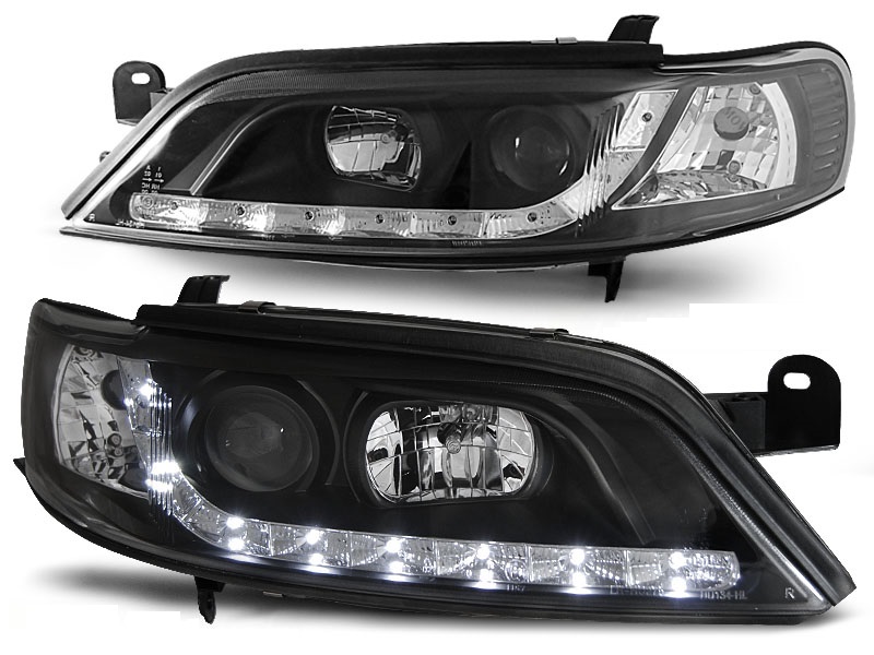 Koplampen Opel Vectra B 99-02 LED Devil Eyes DRL look zwart