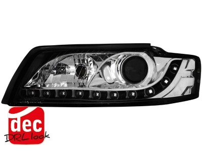 Koplampen Audi A4 8E Devil Eyes DRL look zwart