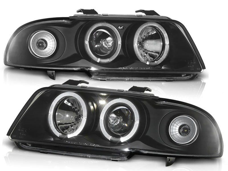 Koplampen Audi A4 B5 94-99 Angel Eyes Zwart