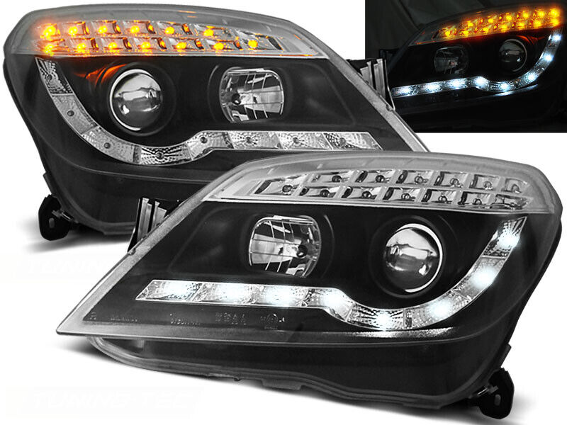 Koplampen Opel Astra H DRL look Devil Eyes zwart LED