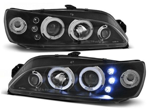 Koplampen Peugeot 306 97-01 Zwart Angel Eyes