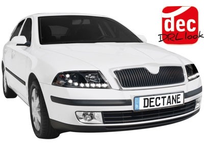 Koplampen Skoda Octavia 05-09 DRL look Devil Eyes chroom