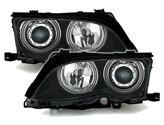 Koplampen BMW E46 01-05 Sedan/Touring CCFL Angel Eyes zwart