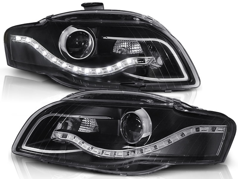 Koplampen Audi A4 B7 Echte LED DRL Zwart ELR