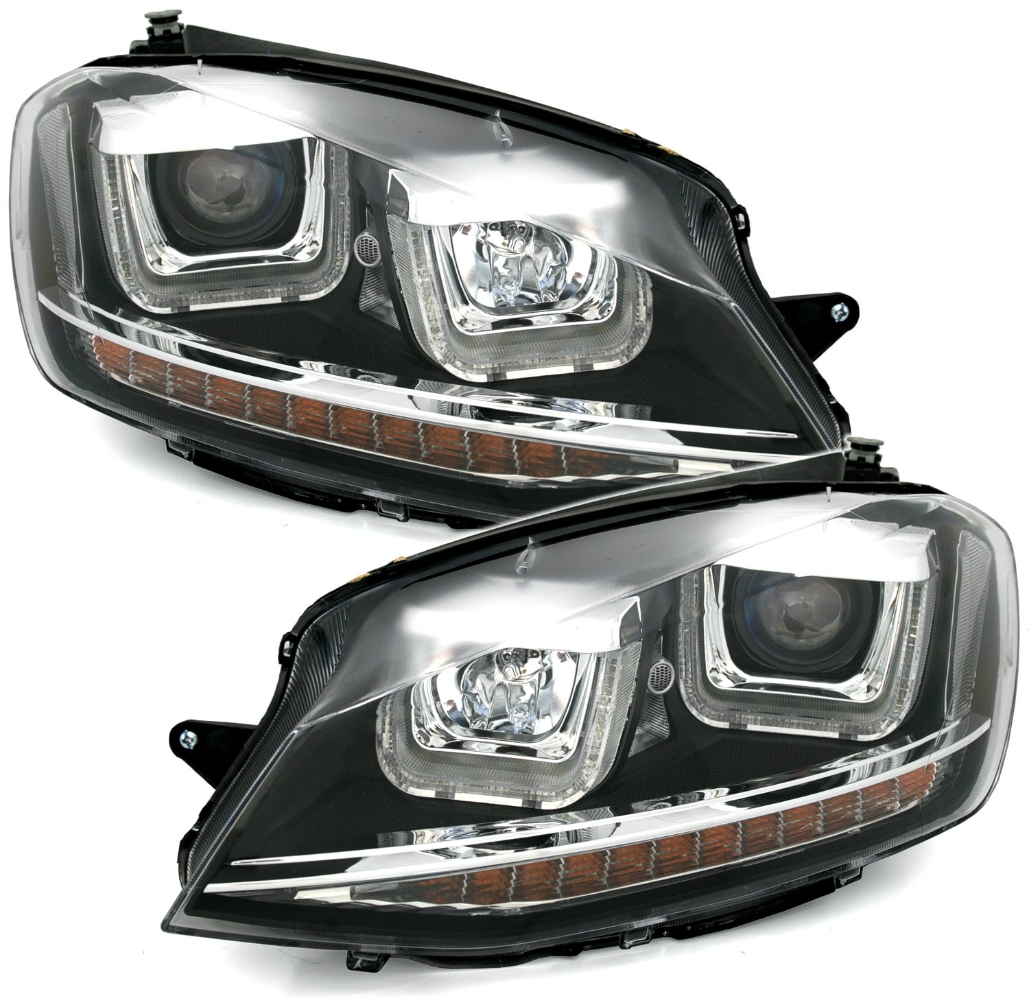 Koplampen VW Golf VII U-Tube LED Black