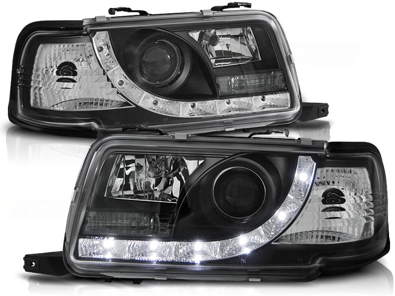 Koplampen Audi 80 B4 91-94 Devil Eyes DRL look zwart