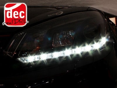 Koplampen VW Golf VI Devil Eyes DRL look zwart