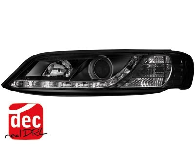 Koplampen Opel Vectra B 99-02 Devil Eyes real DRL LED Zwart