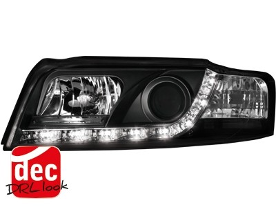 Koplampen Audi A4 8E Devil Eyes DRL look zwart