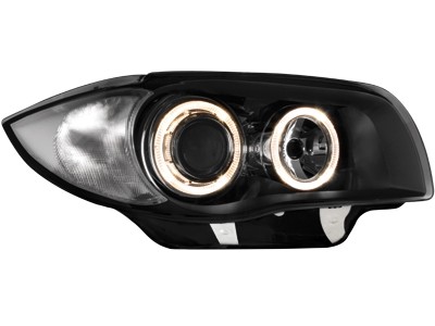 Koplampen BMW 1 Serie E87 Angel Eyes zwart