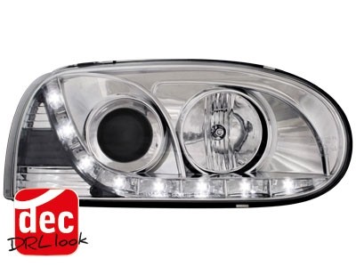 Koplampen VW Golf III Devil Eyes DRL look chroom