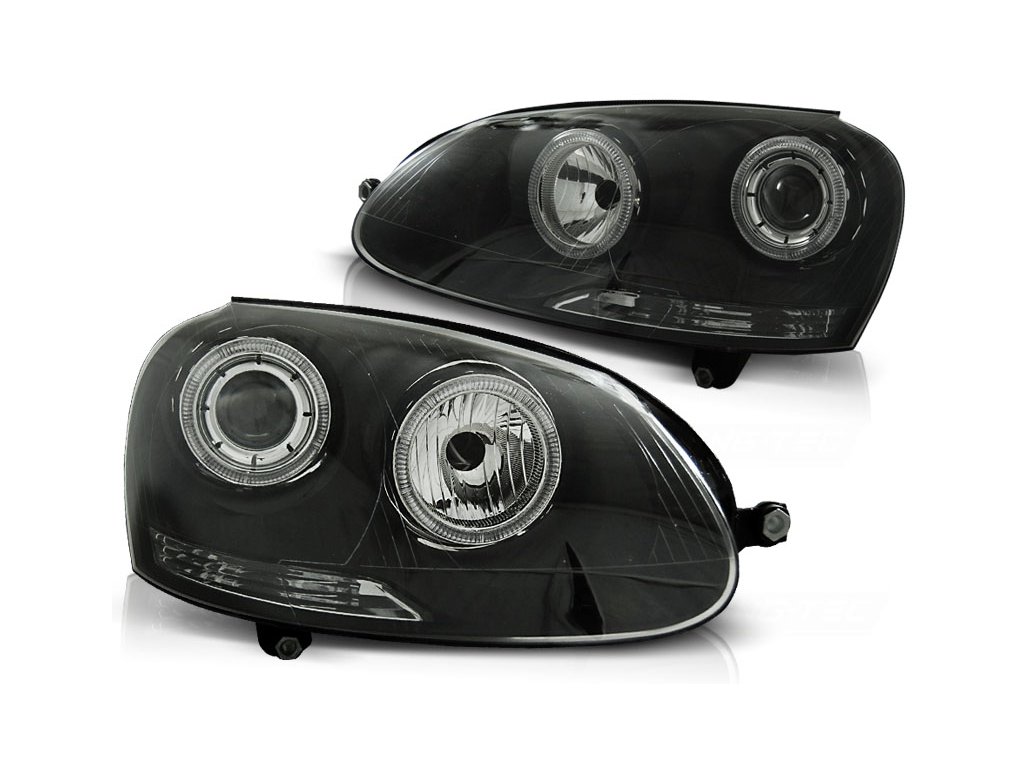 Koplampen VW Golf V Angel Eyes Zwart 03-08