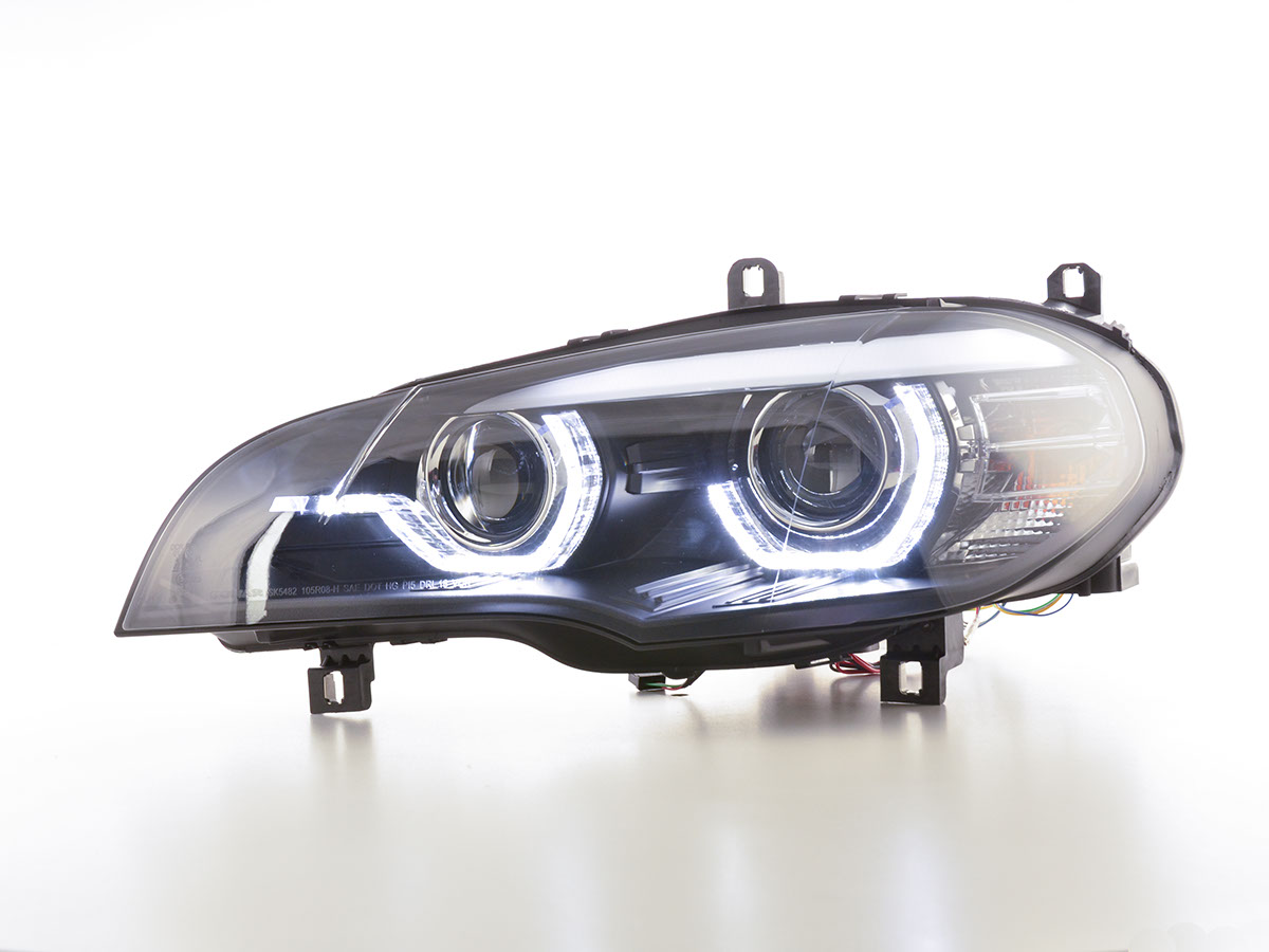 Koplampen BMW X5 E70 08-10 Angel Eyes 3D zwart