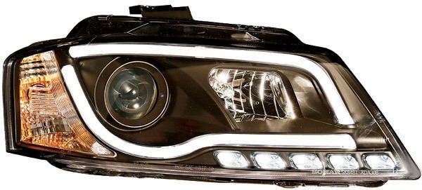 Koplampen Audi A3 8P Tube DRL Zwart