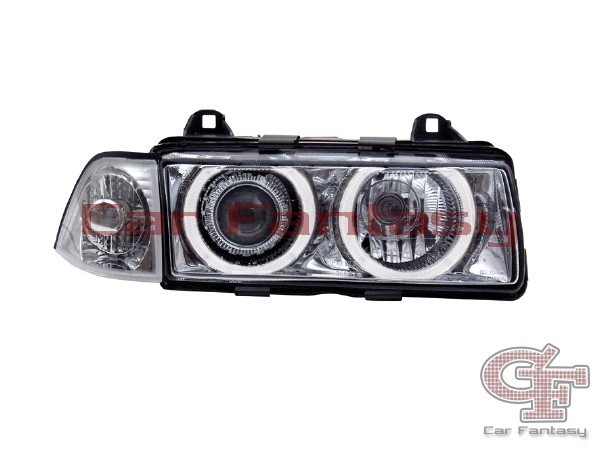 Koplampen BMW E36 Limousine/Touring Angel Eyes Chroom