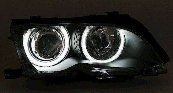 Koplampen BMW E46 01-05 Sedan/Touring CCFL Angel Eyes zwart