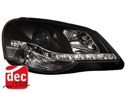 Koplampen VW Polo 9N3 05-09 Devil Eyes real DRL LED Zwart