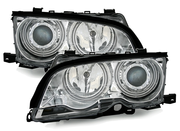 Koplampen BMW E46 99-01 Coupe/Cabrio CCFL Angel Eyes chroom