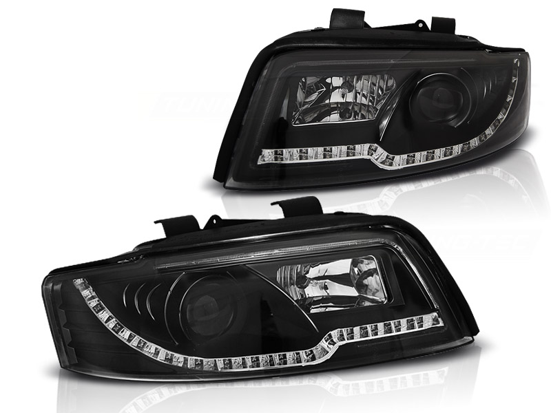 Koplampen Audi A4 8E 01-04 Tube Light LED Zwart