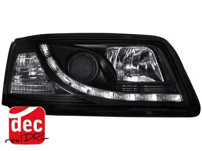 Koplampen VW T5 03-09 Devil Eyes real DRL LED Zwart