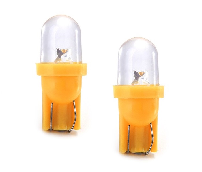 LED T10 W5W Lampjes 12v concave 8mm geel 2 stuks