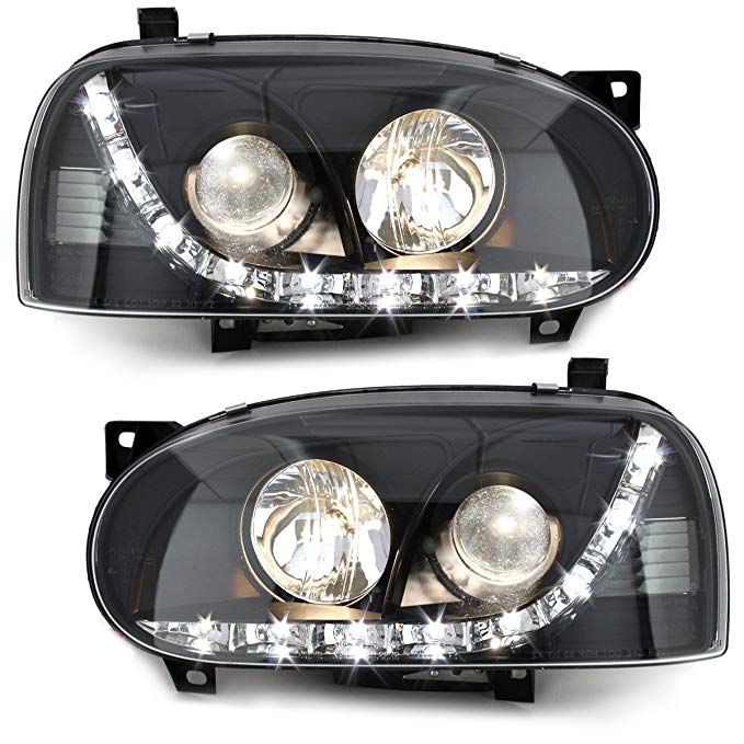 Koplampen VW Golf III 92-97 Devil Eyes real DRL LED Zwart