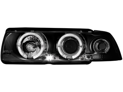 Koplampen BMW E36 Coupe/Cabrio Angel Eyes Zwart