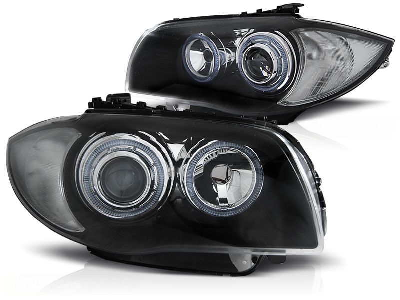 Koplampen BMW 1 Serie E87 Angel Eyes zwart