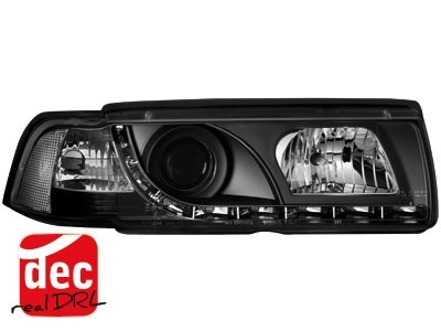 Koplampen BMW E36 Limousine/Touring 92-98 Devil Eyes real DRL LED Zwart