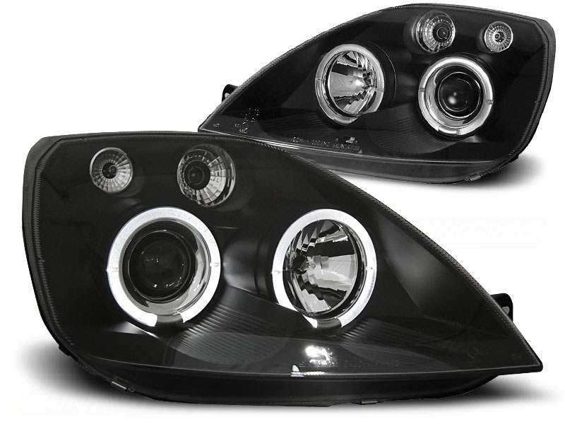 Koplampen Ford Fiesta MK6 02-05 Angel Eyes zwart