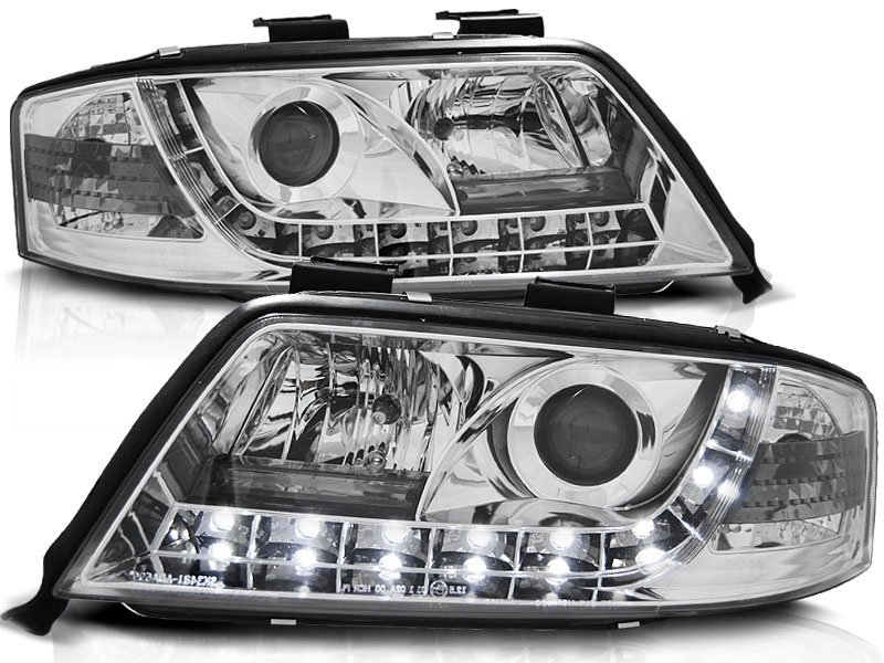 Koplampen Audi A6 01-04 Devil Eyes DRL look chroom