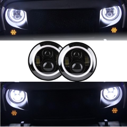 Koplampen VW Golf I / II / Kafer / Jeep Wrangler / Defender Full LED Chroom