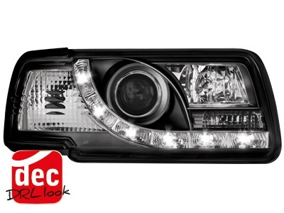 Koplampen Audi 80 B4 91-94 Devil Eyes DRL look zwart