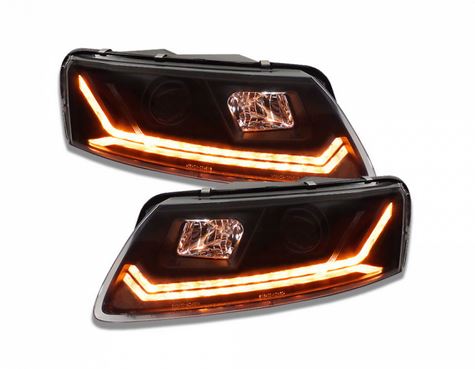 Koplampen Audi A6 4F 09-11 Tube Dynamic LED Zwart Xenon