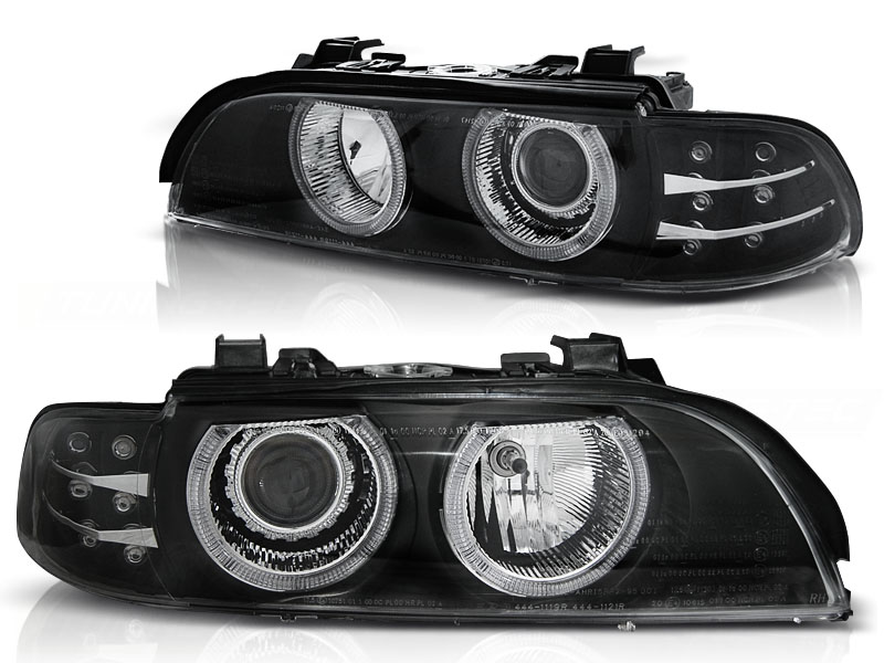 Koplampen angel eyes Bmw 5-serie E39 95-00 zwart